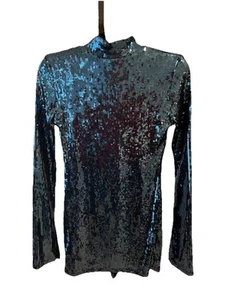 Sky to Moon Deal Blue Sequin Long Sleeve Party Dress MSR $98 - Picture 1 of 3