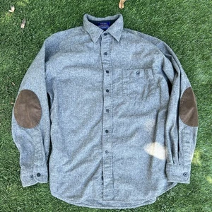Pendleton Trail Shirt Herren Größe M grün 100% Wolle Ellenbogen Patches - Bild 1 von 7