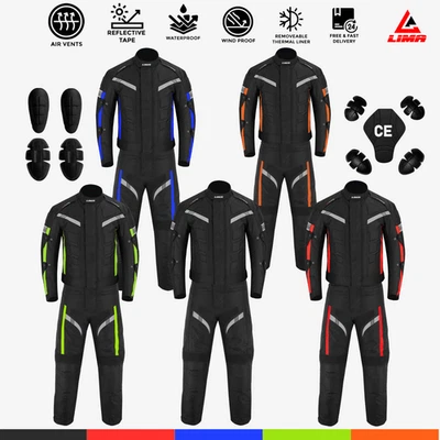 Motorcycle Men Racing Armoured Waterproof Textile Trousers Jacket Motorbike Suit - Image 1 of 4