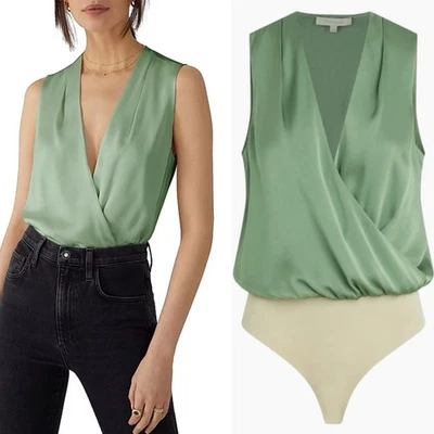 Favorite Daughter Date Sleeveless Bodysuit Size XS Basil MSRP $188 - Image 1 of 4
