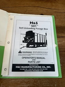 H&S Self Unloading Forage Boxes 501 Operators Manual Parts List - Picture 1 of 5