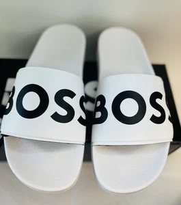 Sandalias BOSS Slid Slides blancas para hombre talla 9 EE. UU./42EU zapatos de playa para piscina - Imagen 1 de 10