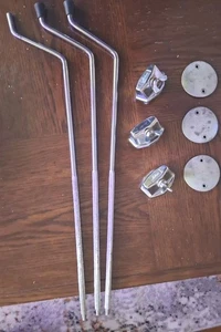 (3) VINTAGE 70's/80's LUDWIG 22.5"X 9.5mm FLOOR TOM LEGS & MOUNTING BRACKETS - Picture 1 of 16