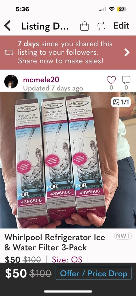 Whirlpool 4396508 Refrigerator Water Filter - White 3 Filters Total - Image 1 of 1