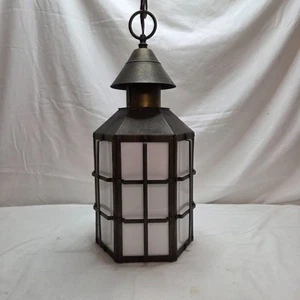 Wrought Iron Forged Style Brass Finish Hanging Mission Lantern Pendant Light - Picture 1 of 12