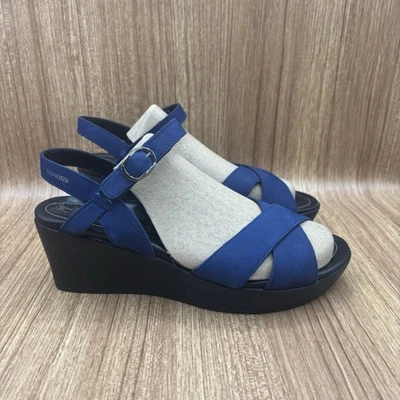 Sandalias para mujer Mephisto correa al tobillo de cuero nobuck azul ajustable talla 39/9 Foto 1 de 4