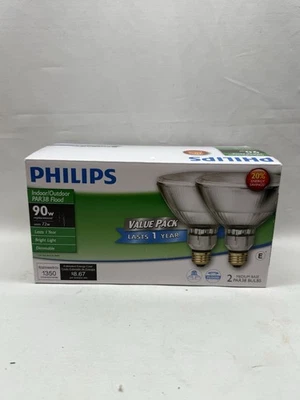 Philips 90 Watt Indoor/Outdoor 1350 Lumens PAR 38 SPOT Value Pack 2 In Box - Image 1 of 2