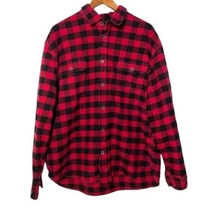 Jachs Brawny Buffalo Plaid Red Black Mens Flannel Long Sleeve Shirt 2X - Picture 1 of 8