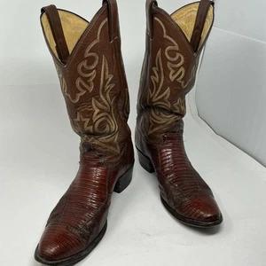 Vintage Justin 8382 Cowboy Boots Exotic Teju Lizard Men’s 9 D Western - Picture 1 of 13