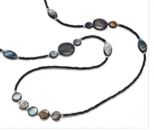 Modeschmuck Kette Collier 80 cm Acryl Abalone Perlmutt - Bild 1 von 3