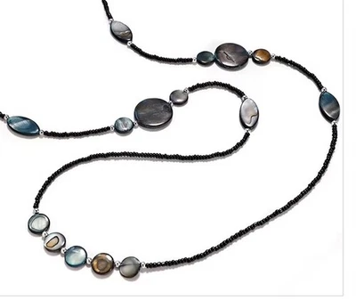 Modeschmuck Kette Collier 80 cm Acryl Abalone Perlmutt - Bild 1 von 3