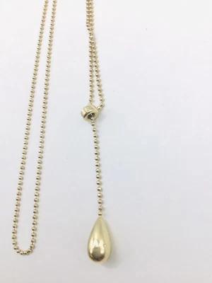 Collar Lariat Lágrima Oro, Oro Amarillo Sólido 14K, 28 pulgadas de Largo Foto 1 de 4