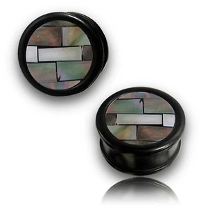 PAR DE TAPONES DE MADERA DE ÉBANO DE 7/8" PULGADAS (22 MM) CON MEDIDORES DE INCRUSTACIÓN DE CARCASA - Imagen 1 de 3