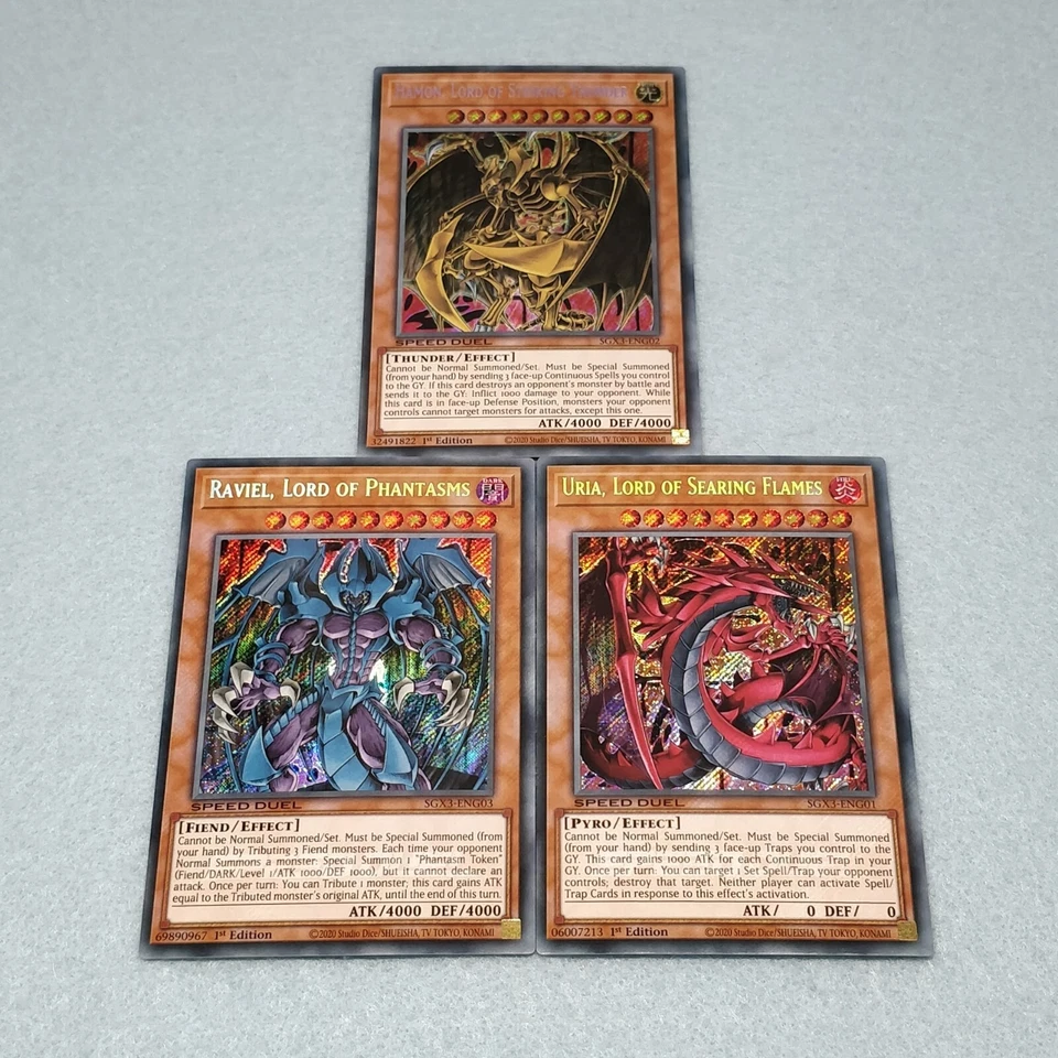 Yugioh GX Sacred Beast God Cards Raviel Uria Hamon Secret Rare 3 Card Set SGX3 - Image 1 of 1