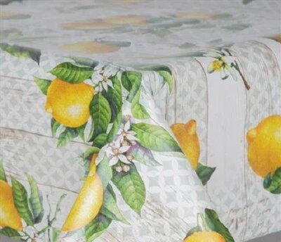 Yellow Lemons and Green Leaves Pvc Vinyl Wipe Clean Tablecloths - Image 1 of 2