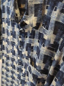 J. Ferrar Mens Button Up Rayon Shirt Size XL-XT Blue Abstract Weave Look, Soft - Picture 1 of 8