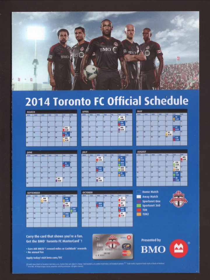 多伦多足球俱乐部--2014 磁铁时间表--蒙特利尔银行--MLS — 第 1/1 张图片