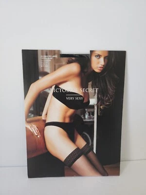 New Victoria’s Secret Glamour Lace Thigh High Black Lace Sz A 15 Denier Stocking - Image 1 of 4