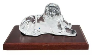 RARE STEUBEN Glass NOBLE LION | Signed Lead Crystal w/ base African safari cat - Picture 1 of 4