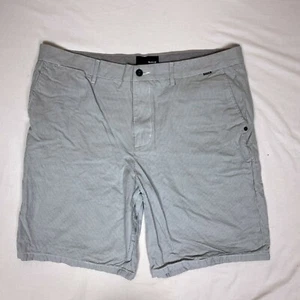 Hurley Chino Shorts Mens 40 Gray White Striped Bermuda Mid Rise - Picture 1 of 12