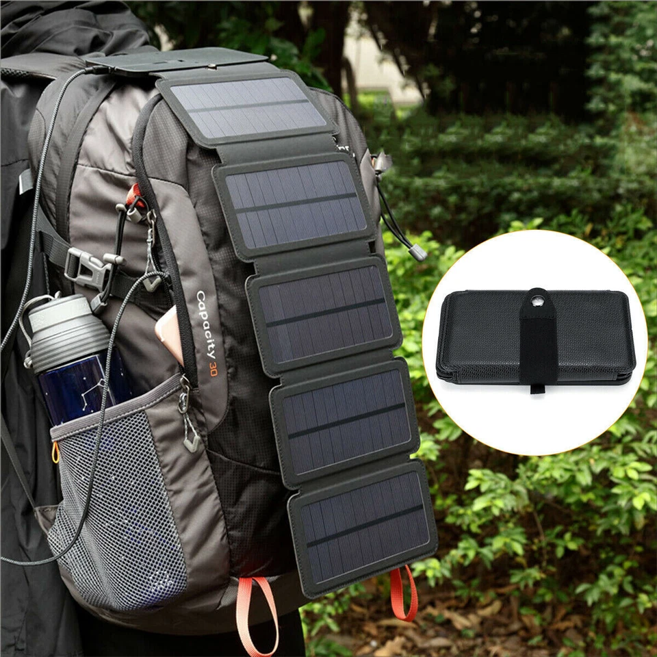Portable Solar Mobile Phone Charger Panel Power Bank Waterproof Outdoor Camping - Image 1 of 4