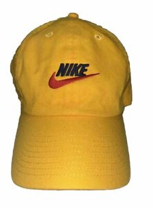 Nike Hat Cap H86 Heritage 86 Adjustable Yellow W/ Red Swoosh Pool Summer Lake