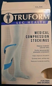 TRUFORM Unisex Open Toe Thigh High Dot Band 30-40mmHg (Beige) Medium #0868 - Picture 1 of 10