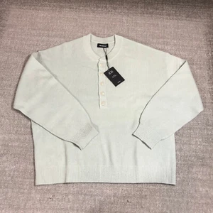 New Naadam Sweater Womens Extra Large Cashmere Ribbed Henley Light Blue Casual - Picture 1 of 11