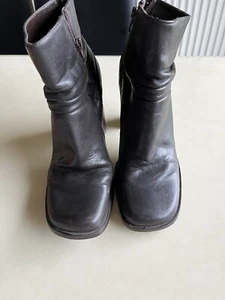 Barratt Brown Leather Ankle Boot With Block Heel Size 6 - Picture 1 of 4