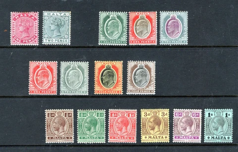 Group of Early Malta MH Stamps, Scott #'s 9 Thru 59, Issued 1885 To 1921, Sound Cover