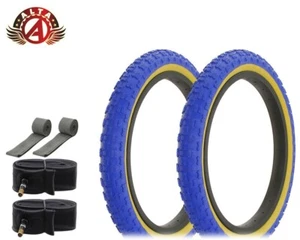 2 ALTA BICYCLE WIRE BEAD 16 x 2.125 BLUE/GUM COMP III BMX, TUBES & RIMSTRIPS. - Picture 1 of 1