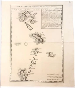 Antique map, Chatelain, Carte des Antilles Francois et des isles voisines, 1719 - Picture 1 of 1