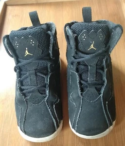 Infant Toddler Nike Air Jordan True Flight Black/Gold Shoes 343797-026 Size 10C - Picture 1 of 12