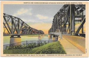TN~TENNESSEE~PUENTES MEMPHIS Y HARRAHAN QUE ATRAVIESAN EL RÍO MISSISSIPPI 1943 - Imagen 1 de 2