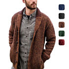 Mens Knitted Cardigans Sweater Shawl Collar Braided Jacket Warm Button Jumper