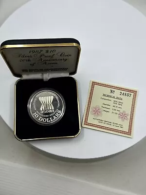 Singapore Commemorative 20th Anniversary ASEAN 10 Dollars 1987 PROOF - Image 1 of 3
