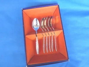 BOXED SET 6 WILTSHIRE Boquet SILVER PLATE COFFEE SPOONS VINTAGE - Picture 1 of 6