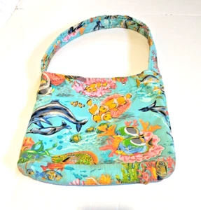 Bolso de Lona Tropical Grande Multicolor Peces Marsopa Coral Crucero Vacaciones Playa - Imagen 1 de 9