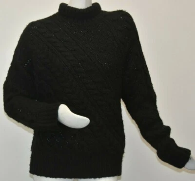 $2000 NUEVO Suéter Donna Karan New York Negro LANA DE CACHEMIR PESADA Gran Tamaño S  Foto 1 de 4