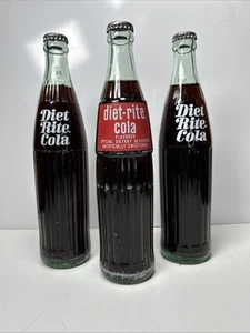 3 Full 12 Oz. Vintage King Size Diet Rite Cola Soda Bottle, Made By Royal Crown - Picture 1 of 4