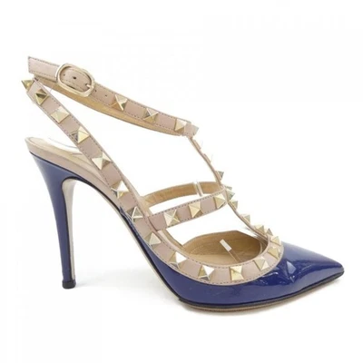 Zapatos de salón Valentino Garavani de cuero con tachuelas azul marino... - Imagen 1 de 4