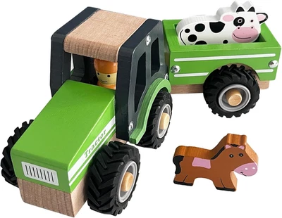 Wooden Tractor Toys for Toddlers 1-3, Baby Vehicle Toys Hand Push Car Toys for 1 - Image 1 of 4
