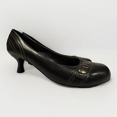 De Colección Años 90 Y2k Cuero Negro Grueso Tacones Bajos Gatito Cachicho Grunge Gótico 8.5 Foto 1 de 4