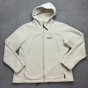 Jack Wolfskin Fleece Womens Large Brown Nanuk Full Zip Outdoors Hood Jumper Lady - Picture 1 of 8