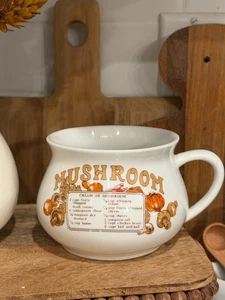 Vintage Pilz Suppe Rezept Schale Becher Tasse feines Porzellan - Bild 1 von 6