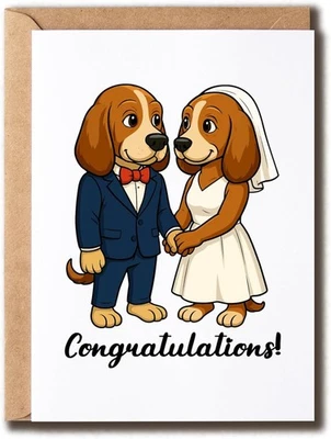 Tarjeta de boda Basset Hound - Lindo aniversario y saludo de San Valentín Foto 1 de 4