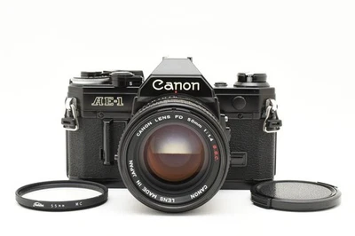 [ Near Mint ] Canon AE-1 Black 35mm Film Camera 50mm F1.4 S.S.C Lens From JAPAN - Image 1 of 4