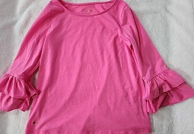 Camiseta Lilly Pulitzer Niñas Rosa Mangas Campana Talla 12 Usada Foto 1 de 4
