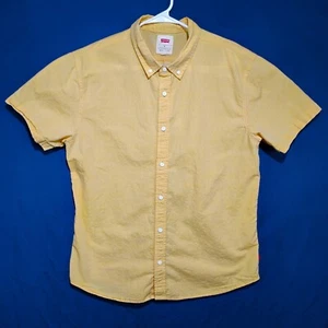 Levis Shirt Mens XL Yellow/Orange Short Sleeve Button Classic Cotton - Picture 1 of 4