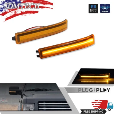 Espejo lateral LED ámbar lente luz de señal de giro luces para Ford 2009-2014 F150 F-150 Foto 1 de 4